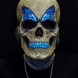 Skull mask - tattoo / Blue Butterfly