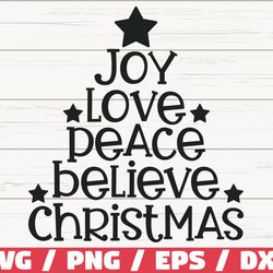 joy love peace believe christmas svg, christmas tree word svg, cut file, cricut