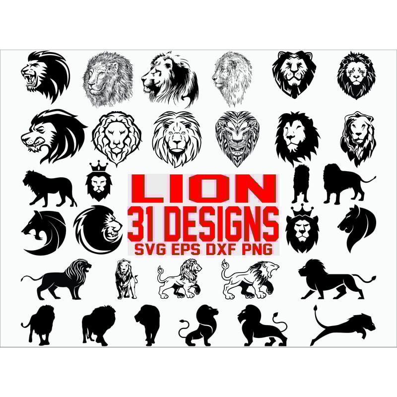 LION SVG BUNDLE lion head svg wild animal svg african animal zoo svg africa animal circuit stencil iron on files silhouette.jpg