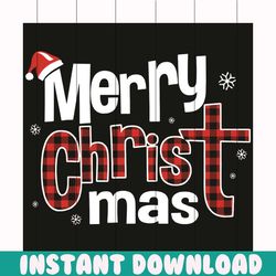 merry christmas red plaid cross svg, christmas svg, red plaid cross svg, santa hat svg, snow svg, christmas 2020 svg, me