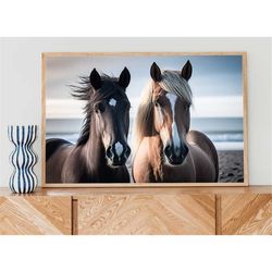 brown horses poster, brown horses, poster, wall art,