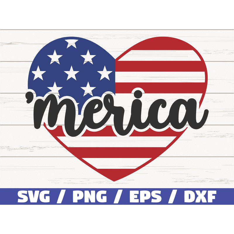 Merica Heart SVG America SVG Cut File Clip art Commercial use Instant Download Silhouette 4th of July American Flag SVG.jpg