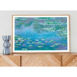 claude monet poster, water lilies, impressionist art, landscape
