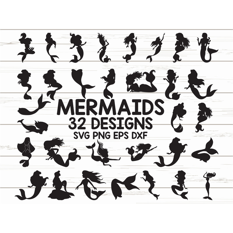 Mermaid SVG Mermaid Tail SVG Cut Files Commercial use Cricut Clip art Sea Creatures SVG.jpg