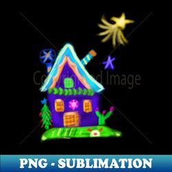 purple watercolor fairy house - aesthetic sublimation digital file - perfect for sublimation art