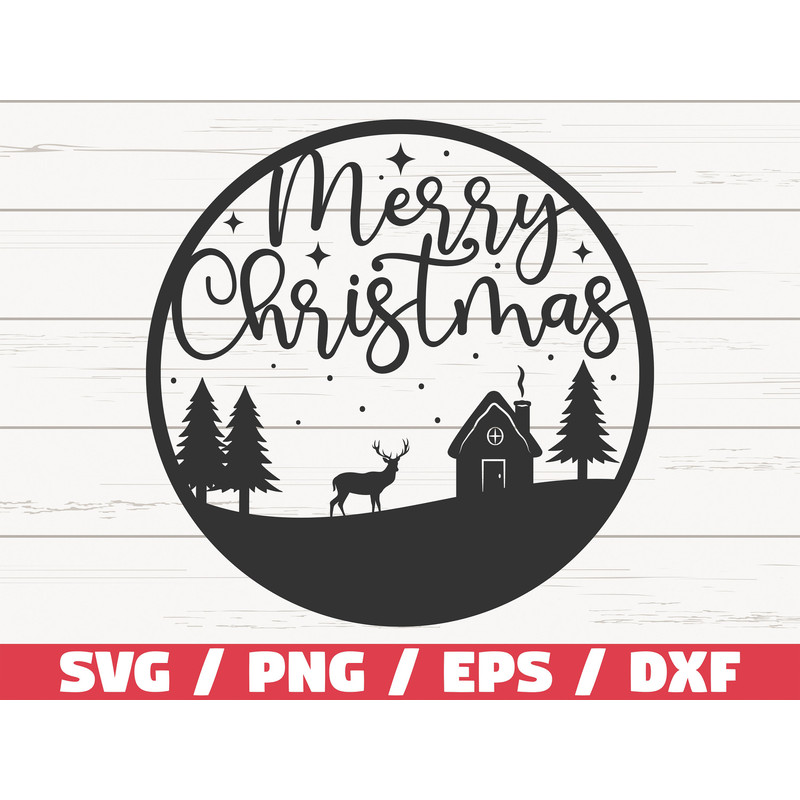 Merry Christmas SVG  Christmas Scene SVG  Cut File  Cricut  Commercial use  Silhouette  Christmas decoration  Christmas Tree SVG.jpg