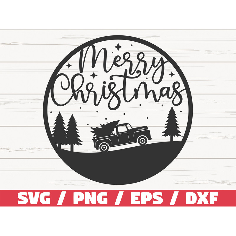 Merry Christmas SVG Christmas Scene SVG Cut File Cricut Commercial use Silhouette Christmas decoration Christmas Truck SVG.jpg