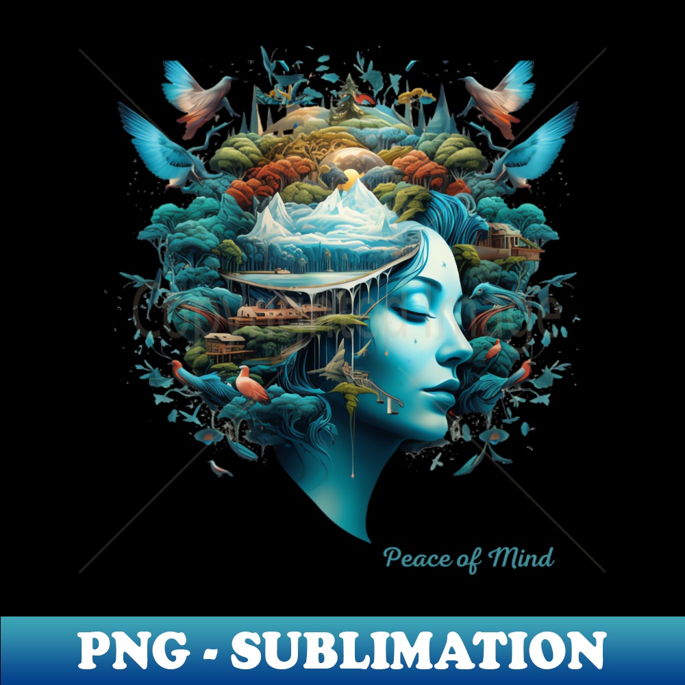 DC-20231117-10792_Peace of Mind A Woman head WIth Birds And Trees Over It Harmony With Nature Positive Psychology 7517.jpg