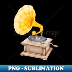 gramophone vintage element watercolor - digital sublimation download file - bring your designs to life