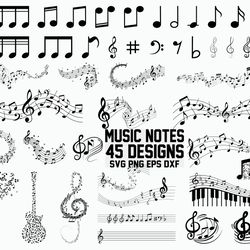music notes svg, guitar note svg, cut files, cricut