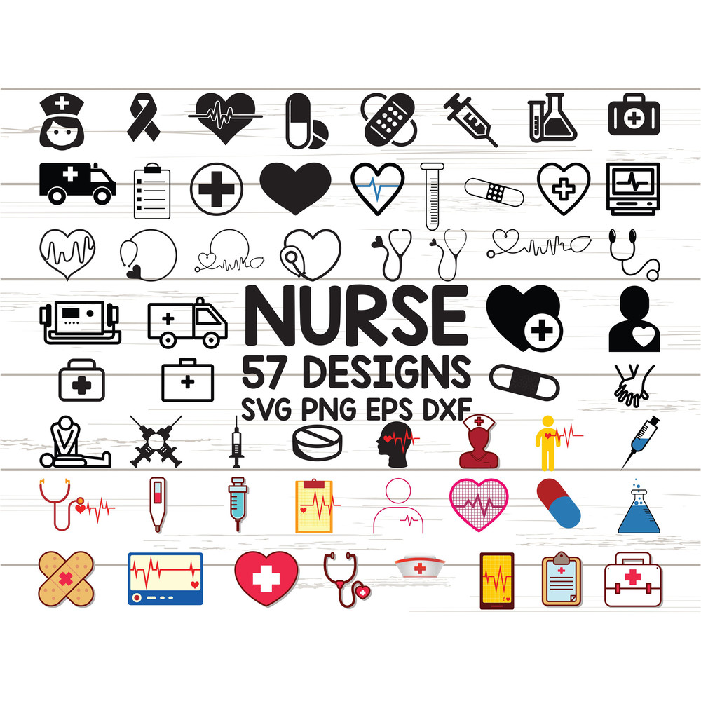 Nurse SVG Stethoscope SVG Nursing Svg EPS Png Dxf Cut file set for Cricut Design Space Silhouette Studio Digital Cut Files.jpg