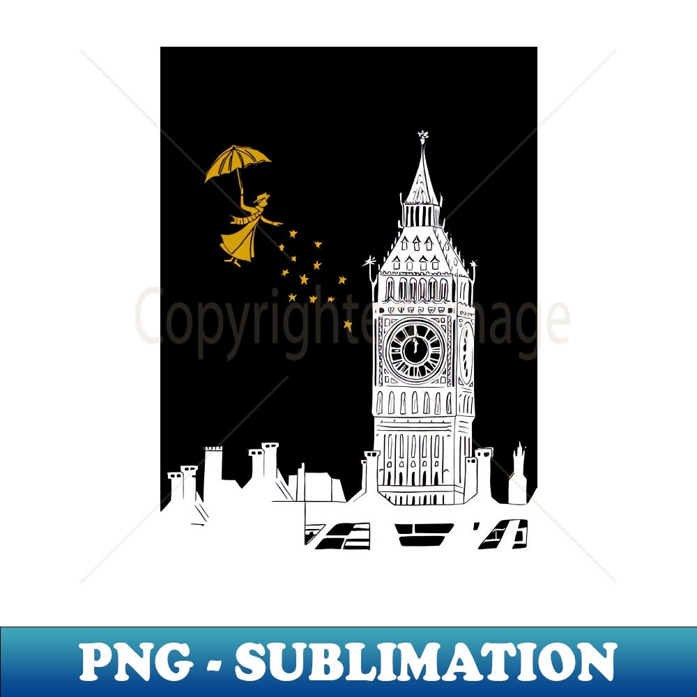 GD-20231117-9169_Mary Poppins and Big Ben Linocut Print in white black and gold 6841.jpg