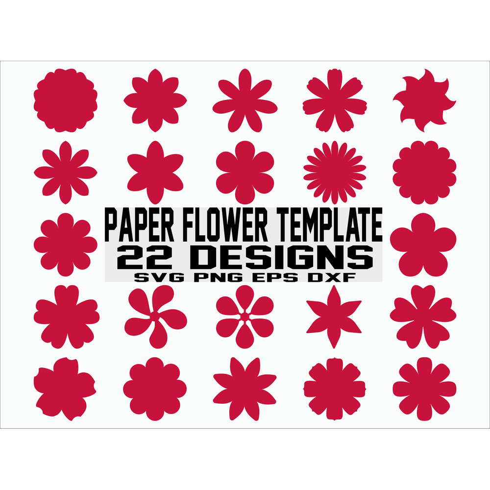 Paper Flower Template SVG Paper flower SVG Clipart Cut Files Flower template Vector instant download.jpg
