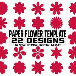 paper flower template svg, paper flower svg, clipart, cut files