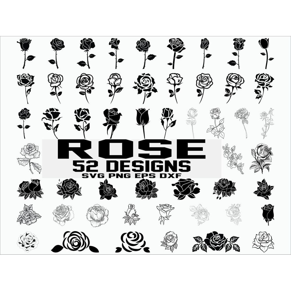 Rose SVG roses svg valentine svg valentine rose flower svg floral svg rose stencil rose silhouette cut file iron on.jpg
