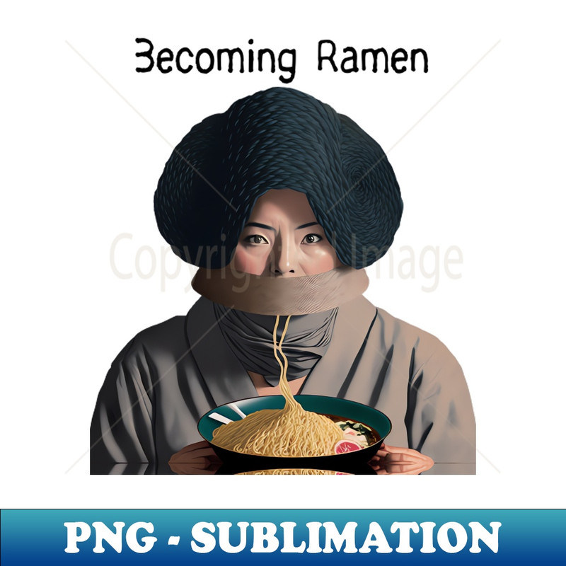 IT-20231117-1482_Becoming Ramen No 2 -- Asian woman eating a bowl of ramen noodles wearing a stylish avant-garde hat 4339.jpg