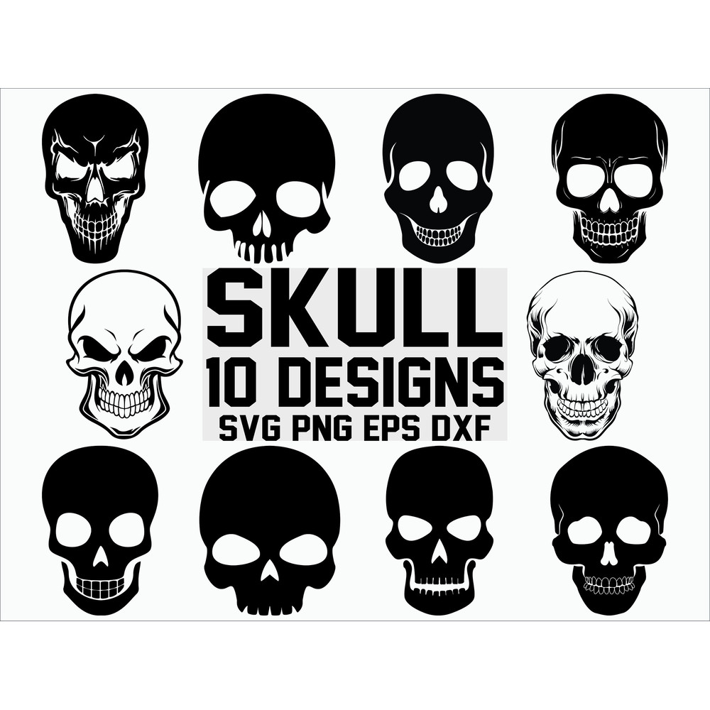 Skull SVG Skull Clipart Cut Files Silhouette Files for Cricut Vector.jpg
