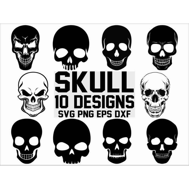 Skull SVG Skull Clipart Cut Files Silhouette Files for Cricut Vector.jpg