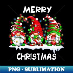 three gnomes matching family merry christmas tree lights - stylish sublimation digital download - capture imagination with every detail