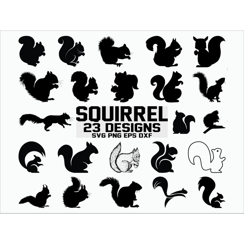Squirrel SVG Squirrel Silhouette Squirrel Vector Clipart Printable Cricut Cut Files Cricut Digital File.jpg