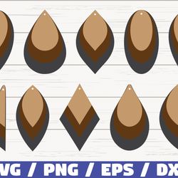 stacked earring svg, leather earring jewelry laser cut template, commercial use, cut files