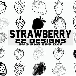 strawberry svg, fruit svg, food svg, clipart