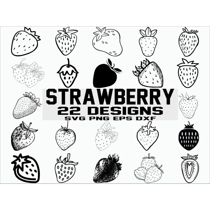 Strawberry svg fruit svg food svg clipart silhouette decal stencil vinyl cut file iron on cuttable file printable vector.jpg