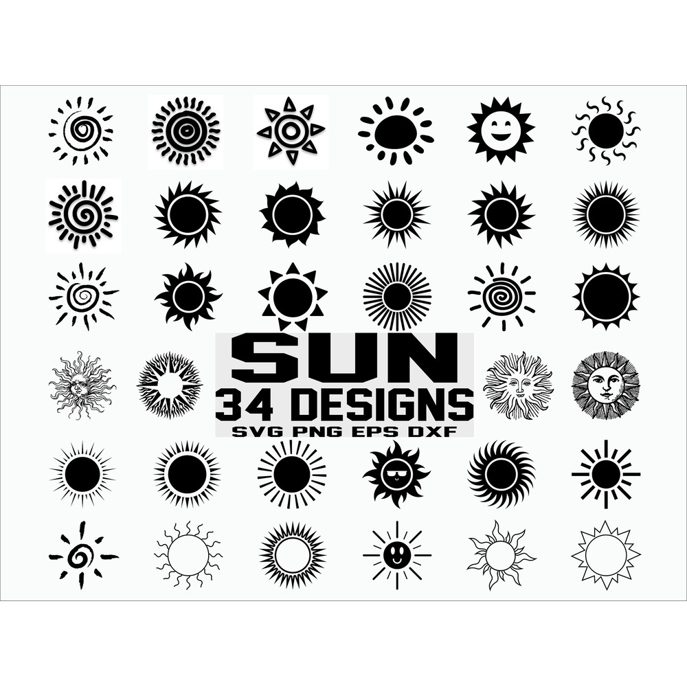 Sun SVG Sun clipart Cute sun SVG Cut Files Cricut Silhouette Vector.jpg