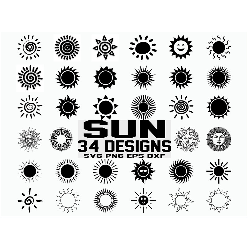 Sun SVG Sun clipart Cute sun SVG Cut Files Cricut Silhouette Vector.jpg