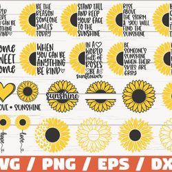 sunflower svg bundle, cut files, clip art, commercial use