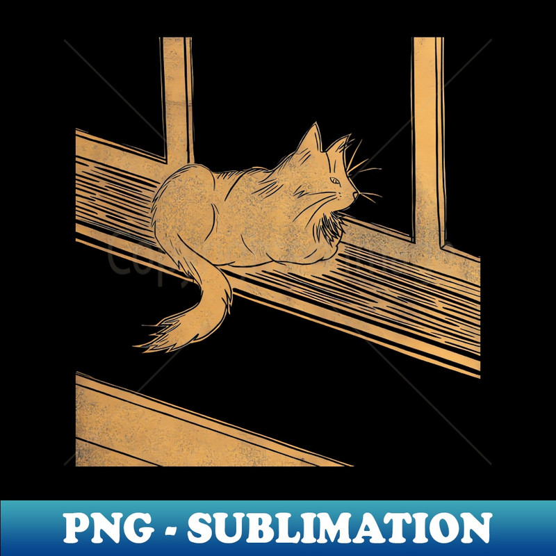 LR-20231117-9004_Maine Coon Cat on Windowsill Linocut in Gold and Black 5807.jpg