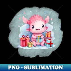 kawaii axolotl presents - vintage sublimation png download - unlock vibrant sublimation designs