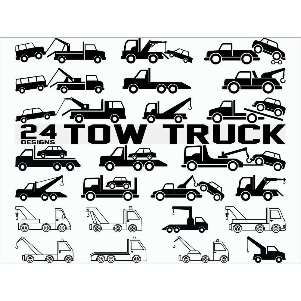 Tow Truck SVG Bundle Tow Truck SVG Tow Vehicle Svg Tow Truck Clipart Cut Files Silhouette Cricut Tow Truck Vector stencil vinyl.jpg