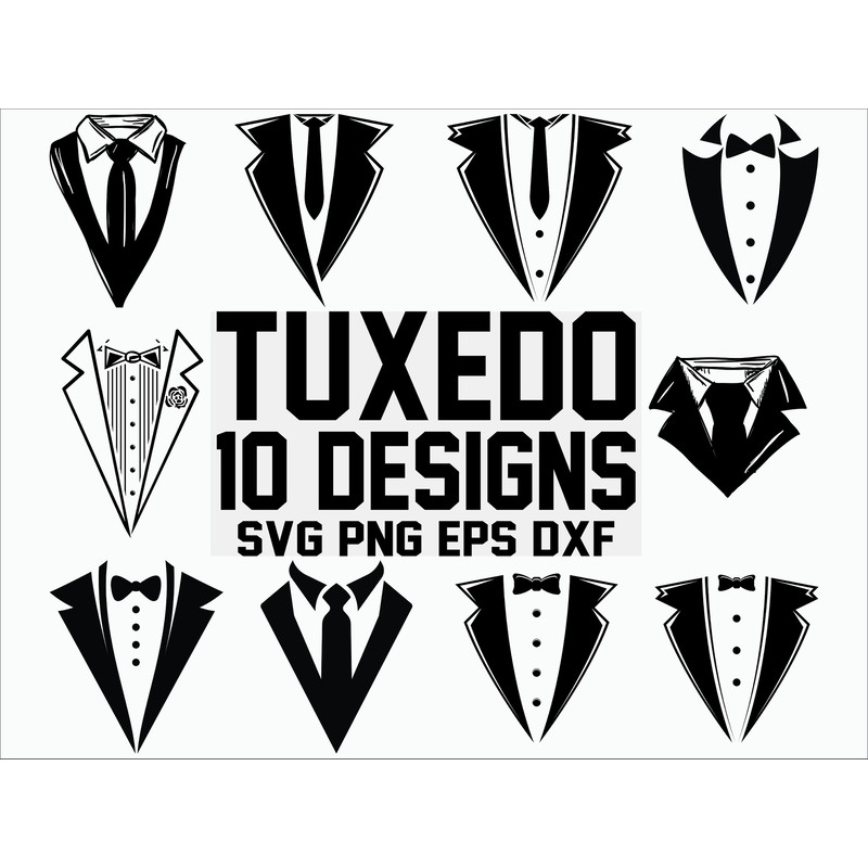 Tuxedo SVG Tuxedo Clipart Suit svg Gentleman svg Cut Files Silhouette Cricut Vector.jpg