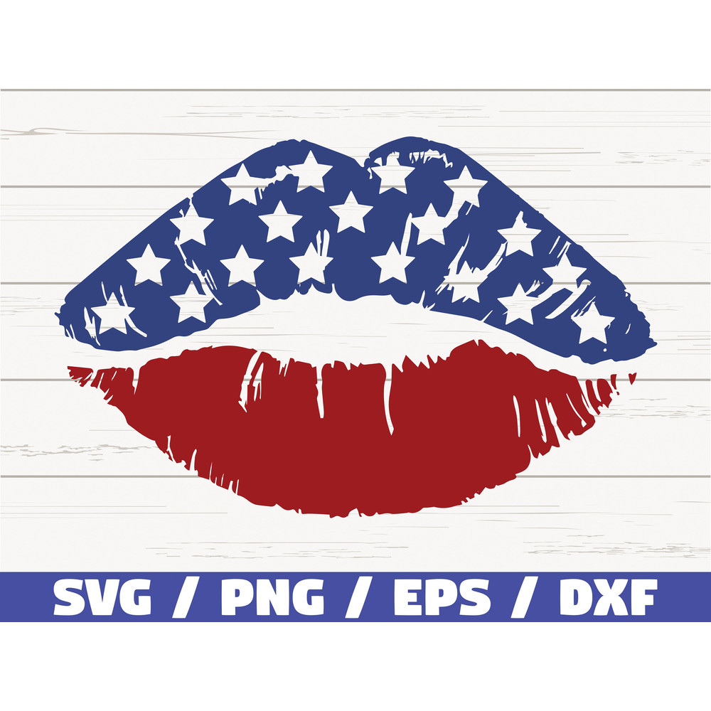 USA Lips Kiss SVG Cut File Clip art Commercial use Instant Download Silhouette 4th of July Independence Day Patriotic SVG.jpg