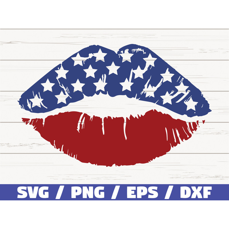 USA Lips Kiss SVG Cut File Clip art Commercial use Instant Download Silhouette 4th of July Independence Day Patriotic SVG.jpg