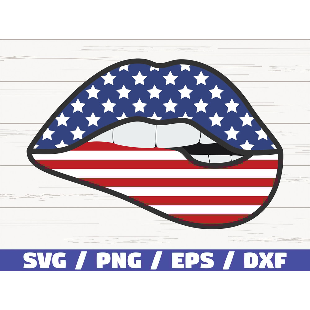 USA Lips SVG Cut File Clip art Commercial use Instant Download Silhouette 4th of July SVG Flag Lips Svg Independence Day.jpg