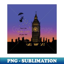 mary poppins whole world at your feet sunset silhouette linocut - professional sublimation digital download - transform your sublimation creations