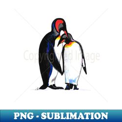 penguins watercolour - loving king penguin pair - artistic sublimation digital file - fashionable and fearless
