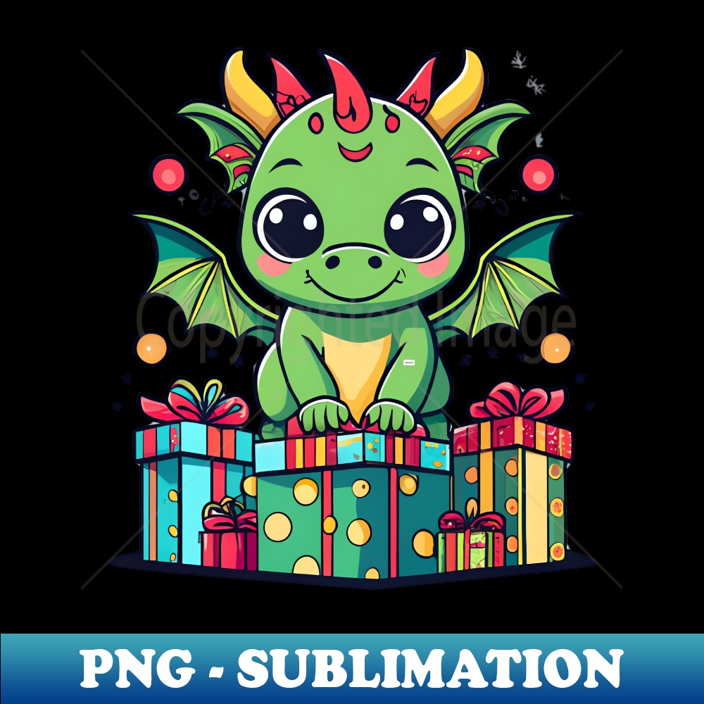 SH-20231117-8694_Little Green Dragon Cute Cartoon Clipart Sitting on Presents 6643.jpg