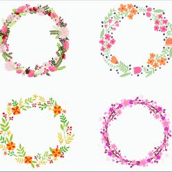 watercolor floral spring wreaths svg, png, eps, spring flowers