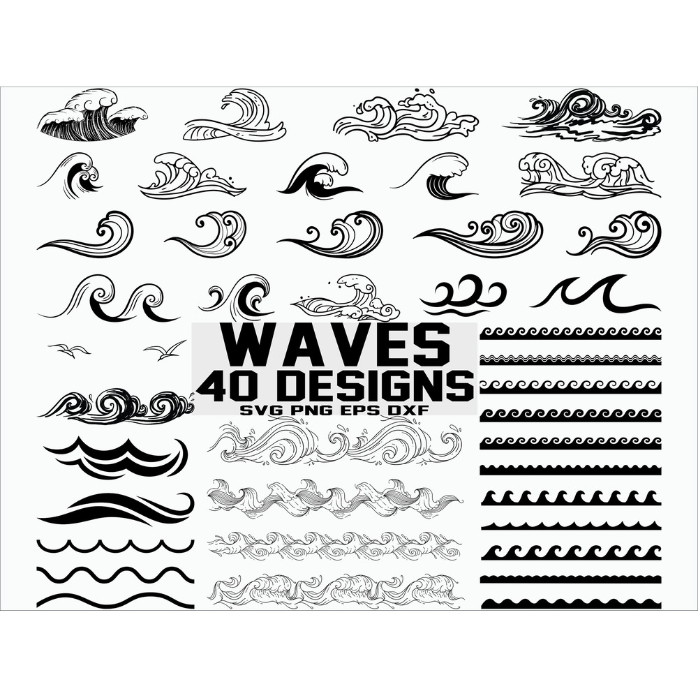 Wave SVG Sea Waves svg Ocean Waves svg Clipart Cut Files For Silhouette Files for Cricut Wave Vector.jpg