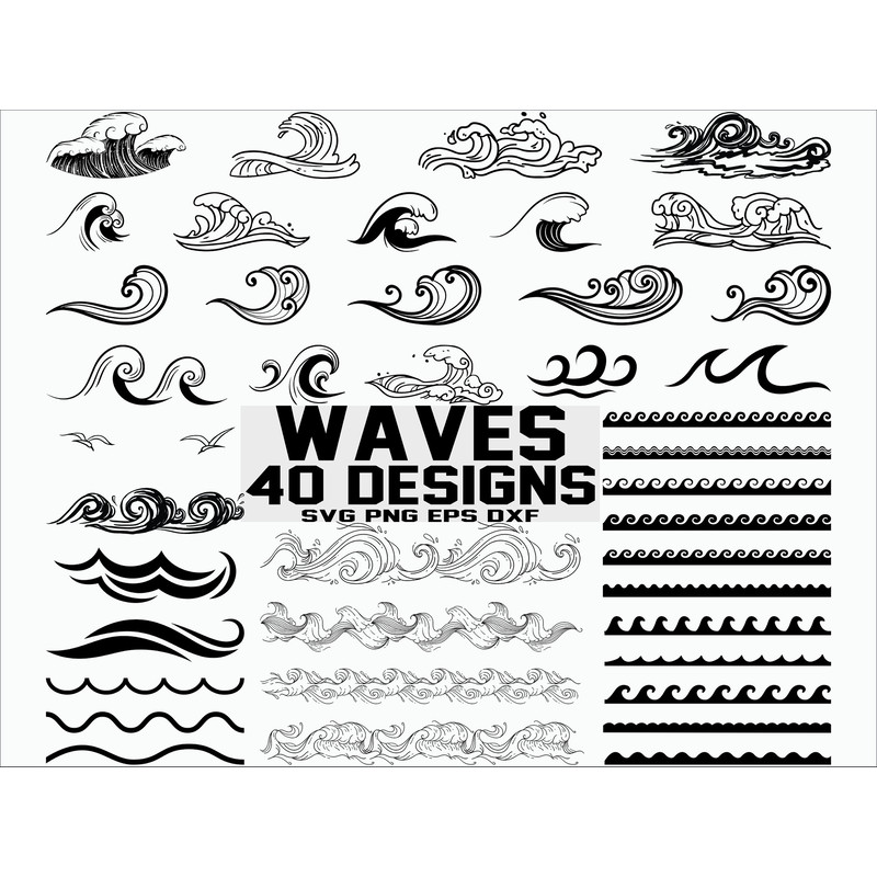 Wave SVG Sea Waves svg Ocean Waves svg Clipart Cut Files For Silhouette Files for Cricut Wave Vector.jpg