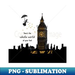 mary poppins whole world at your feet linocut on yellow - signature sublimation png file - perfect for creative projects