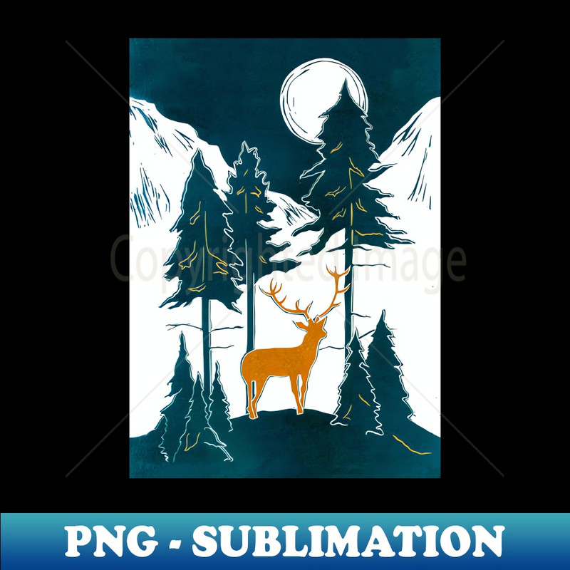 UV-20231117-5697_Golden Stag in Moonlit Mountains Linocut 3792.jpg