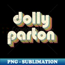 retro vintage rainbow dolly letters distressed style - signature sublimation png file - perfect for sublimation art