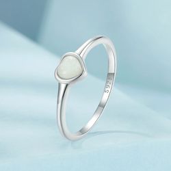 Luminous heart ring , Sterling silver jewelry, Size 6 - 8 US, Engagement rings, Gift for woman, bride, wife, mom