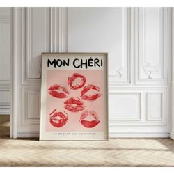 kiss lips aesthetic poster wall art trendy bedroom