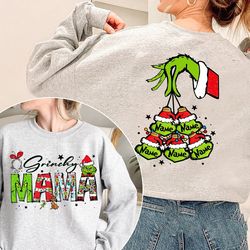 personalized mama grinchy sweatshirt, christmas kids names shirt, gift for mom, mama christmas gift, mama sweatshirt, ch