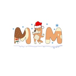 bluey mom christmas with santa hat svg cricut files